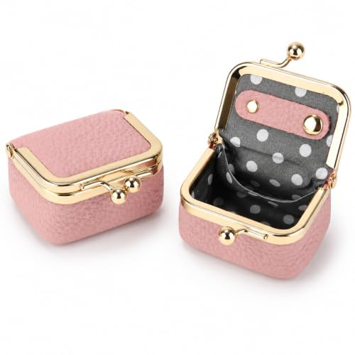 BLBATBK Mini Jewellery Box Travel, Pink Mini Jewellery Organiser, Portable Storage Case for Earrings Rings Necklaces, Compact Coin Purse for Women, Gift for Fashion Enthusiasts and Travellers