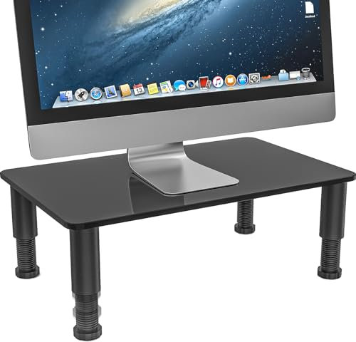 Hemudu Soporte Monitor Escritorio, Soporte Ordenador Sobremesa Altura Ajustable, Soporte Elevador Monitor para Pantalla Plana LCD LED TV, Portátil/Notebook, Inclinación 15º, 38X24X6cm, Max Peso 40kg
