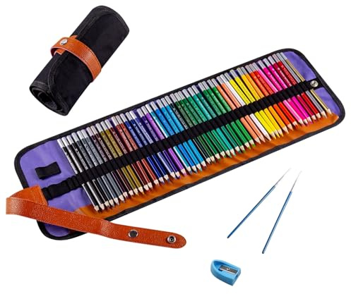 ARZASGO Watercolor Pencils Set, 48 Assorted Colors Artist Colored Pencils for Adults, Premium Art Drawing Pencils with Canvas Roll-up Pouch Bag