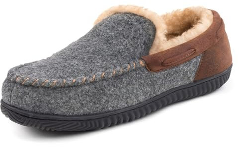RockDove Herren Hausfeuer Mokassin Hausschuh mit Rückstellschaum, 43 EU, Anthrazit