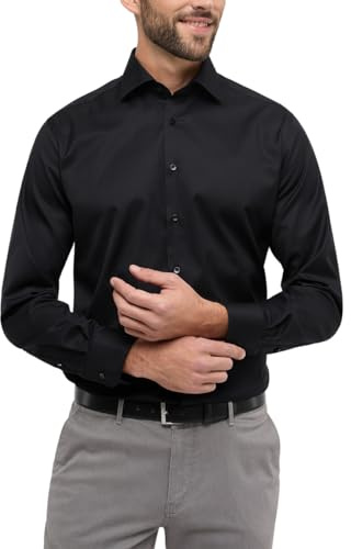 eterna Modern Fit Herrkläder Skjorta Lång Ärm New Kent Krage Svart