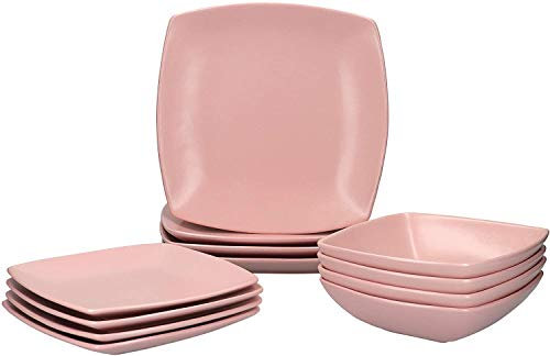 Creative Tops Square Dinner Set, Pink, 12 Piece Service for 4