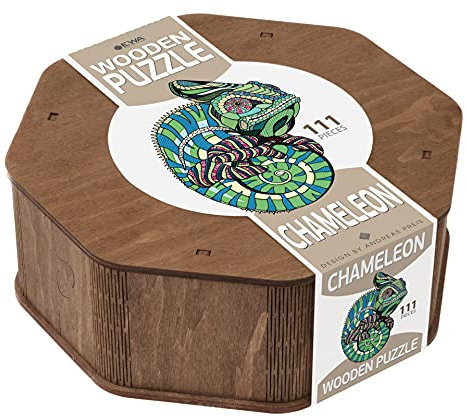 EWA Eco-Wood-Art - Chamäleon - Farbige Holzpuzzle für Jugendliche und Erwachsene - DIY-Bausatz, Selbstmontage, kein Kleber erforderlich - 111 Stück, Chameleon Puzzle, Mehrfarbig