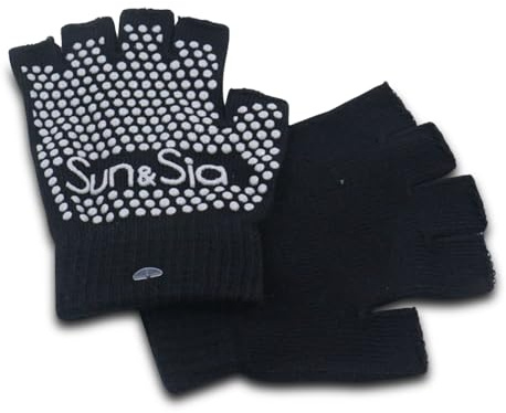 Yoga-Handschuhe – passend für alle – Einheitsgröße – flexibel und bequem – rutschfest – hervorragende Haftung auf Allen Arten von Oberflächen – schweißabweisend – superweiche Baumwolle – Sun & Sia