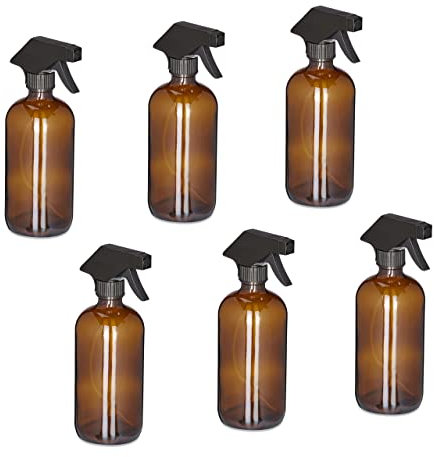 Relaxdays Spruzzino Nebulizzatore, Set 6, 500ml di Bottiglie Spray Vuote, Vaporizzatore Parrucchieri, Pulizia, Marroni