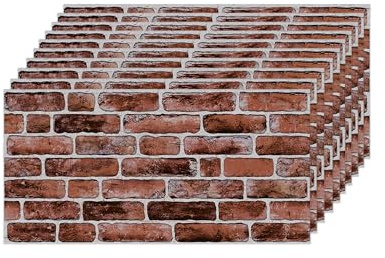 IZODEKOR Revestimiento de pared 3D de poliestireno, aspecto de piedra, para salpicadero de cocina, baño, balcón, dormitorio, salón y terraza, marrón oscuro y terracota (Honigkaffee) (10 paneles)
