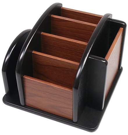 Coideal Fernbedienungshalter Caddy - großer hölzerne rotierende Fernbedienungsorganisator für Office Tisch (6 Fächer)