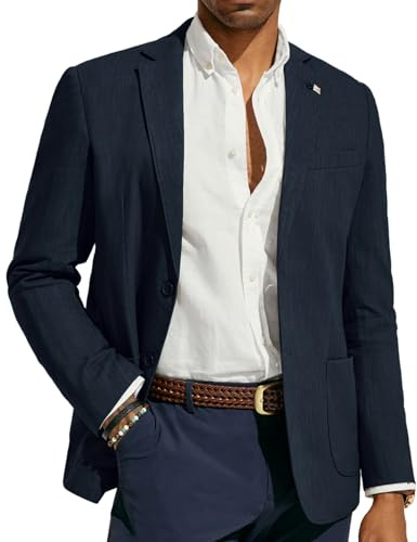 PJ PAUL JONES Chaqueta de vestir para hombre, de lino, moderna, informal, deportiva, corte regular, 2 botones, para negocios