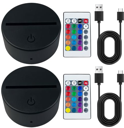 2 pezzi luce notturna a LED 3D con attacco e telecomando, 7 colori, dimmabile, lampada decorativa per camerette, camera da letto e soggiorno