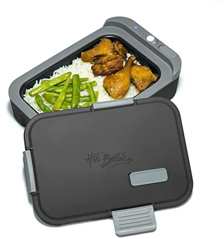 Hot Bento - Upgraded Charging System – Self Heated Lunch Box and Food Warmer – Battery Powered, Portable, Cordless, Hot Meals for Office, Travel, Jobsite, Picnics, Kitchen Meal Prep (Black), HB 2.2