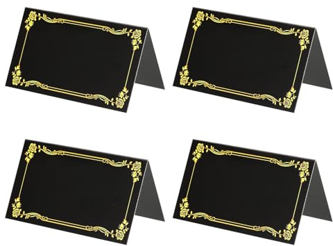 PATIKIL 25-pack reserverade bordsskyltar, guldkant tryck bord tält tomt kort, svart