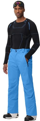 ALSOGO Pantalones de esquí para hombre, impermeables, cortavientos, para invierno, para la nieve, para exteriores, con tirantes desmontables, azul, XXL