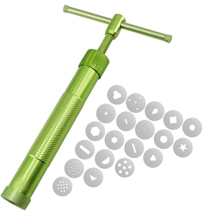 YIGZYCN Fondant press lerskärare lera extruderare med 20 spetsar tårtdekoration verktygssats sockerpastor extruderare för brödtårta