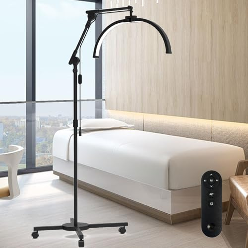 lampara para pestañas profesional,lámpara Media Luna para extensiones de pestañas,22 30W,Control Remoto,LED Luz de Video 3 temperaturas de color,cabezal giratorio 360°,para tatuadores,maquilladores
