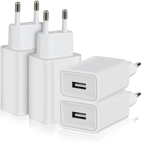 4-Pack 5W USB Ladegerät, 1A/5V USB Stecker USB Netzteil USB Adapter, Netzstecker USB Ladestecker USB Steckdose Kompatibel mit iPhone Samsung Huawei Xiaomi Oppo (Weiß)