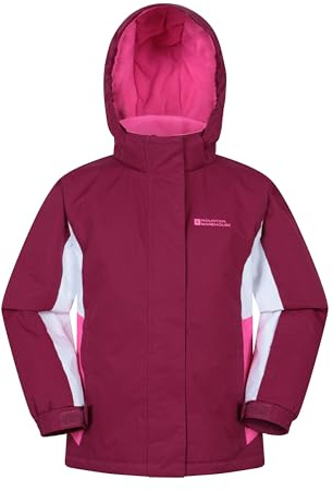 Mountain Warehouse Honey Kids Ski Jacket - Snowproof, Fleece Lined Snow Coat with Hood - Boys and Girls Winter Warm Skiing, Snowboarding & Outdoors Grape Kids Size 11-12 Years