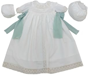 Traje de bautizo para bebé 2 piezas – Faldón y capota bautismal unisex – Conjunto de dos piezas de ceremonia bautismal para bebé (Traje 2 Piezas, 6 Meses)