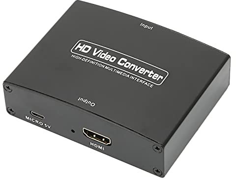 YPBPR Till HD Multimedia Interface Converter, Analog Video Converter Adapter för DVD Monitor, 1080p -utgång med -komponent, Järnskal, Kompatibel med, Black