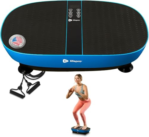 Lifepro Piastra vibrante con tecnologia a impulsi del piede incorporata – Piastra vibrante per tutto il corpo per tonificare e comfort muscolare – 99 velocità, 9 programmi, telecomando, bande, peso
