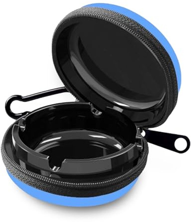 FEMONGY portacenere portatile da tasca, posacenere tascabile, posacenere portatile tascabile, porta mozziconi tascabile, Si apre facilmente, grande capacità, adatto per i viaggi (Blu)