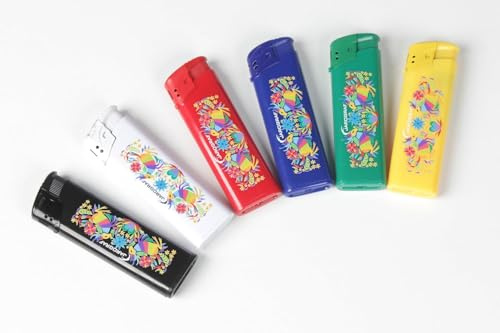 Jarograf Accendino promozionale con stampa a colori con logo testo testo stampa UV accendini usa e getta, confezione grande, accendini in cartone, confezione da 100 pezzi (blu)