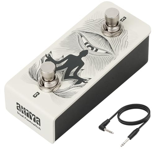 Klowra Anima dubbel fotpedal dubbel tillfällig TRS fotströmbrytare kontroll | för gitarrpedaler, passiv design, inkluderar TRS-kabel, kompakt pedalboardbrytare (Anima Khaki)