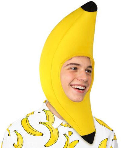 AYBUY Bananhatt, banankostym, rolig huvudbonad för kvinnor och män, rolig hatt för karneval, fester, cosplay huvudbonad, temafest, fotorekvisita, halloween