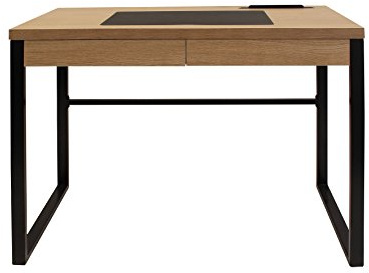 HOME DECO FACTORY - HD3722 Escritorio de Madera con Cajón - Diseñado para Oficina o Habitación - Estructura de Metal Estilo Industrial - Dimensiones 100 x 50.3 x 74 cm - Color Natural