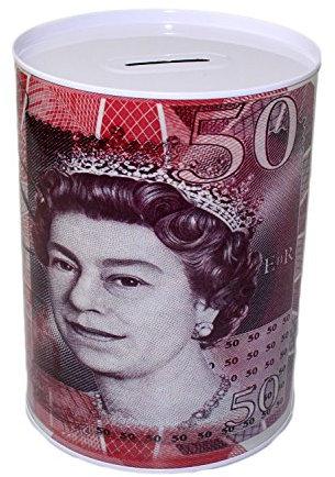 £50 Pound Money Tin Can Box With Printed Piggy Bank Note For Saving Cash. (Large)…