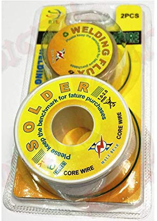 Aglow.it 2 pezzi BOBINA DI STAGNO in FILO per SALDATURA ELETTRICA 1-2 mm + PASTA A SALDARE SOLDER UP to 13% WELDING FLUX CORE WIRE
