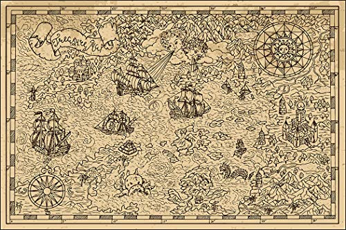 Muralo Fototapete Karte 120 x 180 cm Vlies Tapete Wandtapeten Schatzkarte Geographie Retro Wohnzimmer Schlafzimmer Moderne Wandbilder XXL Weltkarte Landkarte 3D Optik Wand Dekoration