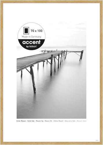 accent by nielsen Bilderrahmen, 70 x 100 cm, Holz, Eiche, Posterrahmen zum Aufhängen im Hoch- & Querformat, Echtglas, Scandic