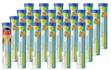 German Magnesium Oxide Supplement | Effervescent Tablets | Orange Flavor – 200 mg Magnesium per Serving | Sugar Free, Vegan – T&D Pharma – Made in Germany