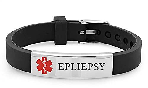 ForeverWill Einstellbare Silikon Medical Alert Epilepsy Armband für Frauen Männer Kinder Star of Life Medic Epilepsie Bewusstsein Armband Med Schmuck zu Alarm