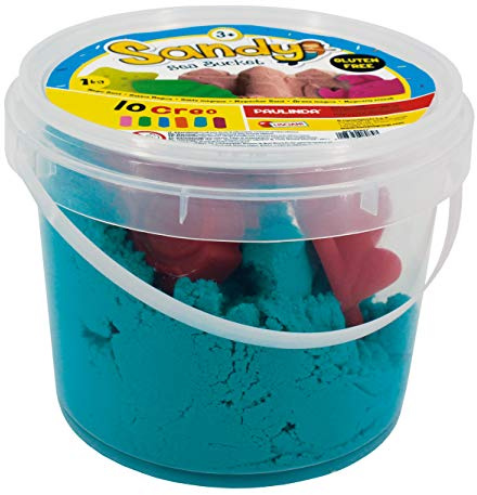 Liscianigiochi Magischer Eimer Spiaggia Sandy Sea 1 kg, Gluten Free, Sabbia Magica Colorata, Secchiello, 4 Formine di Plastica, Multicolore, 96732
