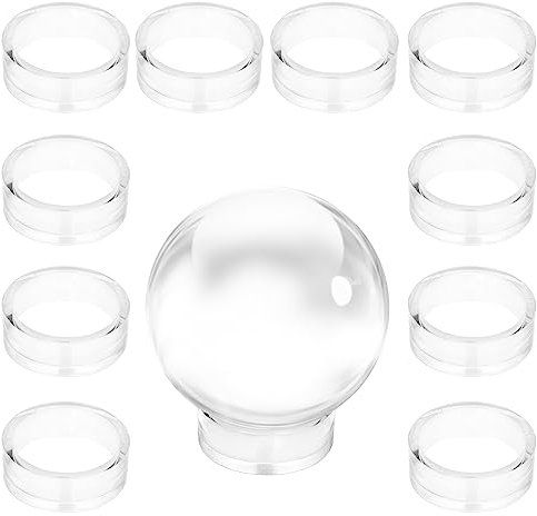 BTSKY 12 Stück 45 mm transparente Kugel-runde Ständer Baseball-Halter – transparenter Ringständer für Golfball, Softball, Tennisball, Murmeln, klarer Kristallball-Präsentationsständer