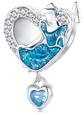 NINGAN 925 Sterling Silber tanzendes Mädchen Drip Glaze Saphir Reize Geeignet für Damen Armband Halskette Urlaub Jahrestag Geburtstag Geschenk