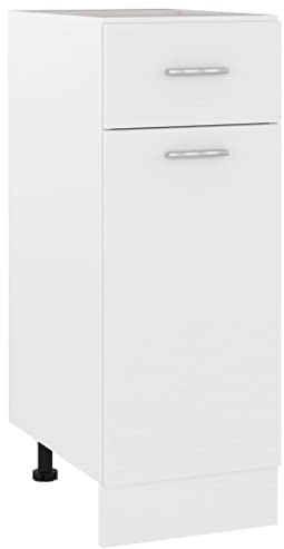 KOIECETA Armario con 2 estantes, 1 cajón, mueble de cocina, mueble de cocina, armario de cocina, armario de cocina, armario de cocina, color blanco, 30 x 46 x 81,5 cm, material de madera