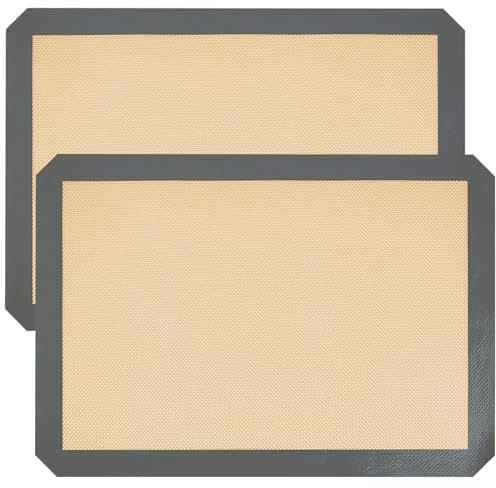 Tappetini da forno in silicone, antiaderenti, riutilizzabili, senza BPA, lavabili e resistenti al calore, per forno a microonde, macaron, biscotti, pasticceria, pane (L: 41,9 x 29,5 cm)