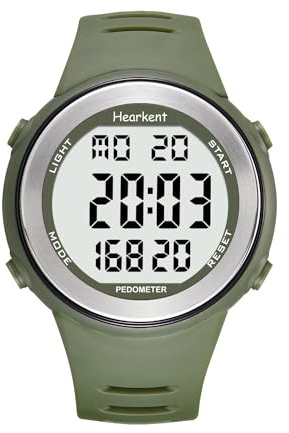 Orologio sportivo con contapassi Heakent, nessuna ricarica richiesta, nessuna app, funzioni ricche ma semplice da usare, IT-2308 (verde)