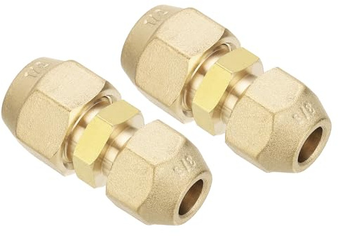 PATIKIL 3/8 1/2 Connettore Giunto Prolunga per Tubo, 2pz Adattatori Accoppiatori Tubi Ottone Saldatura Gratuita 4pz Dadi Svasati per Refrigerazione Condizionatore d'Aria