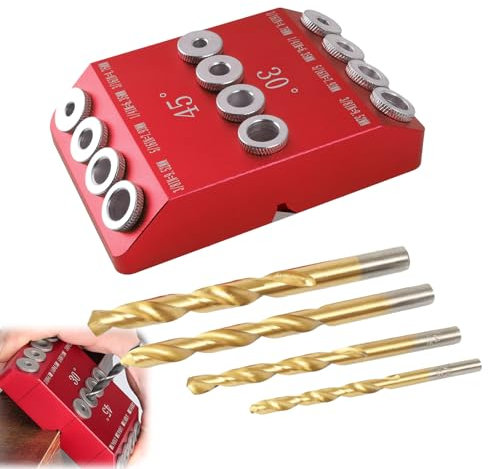 Gabarit de perçage pour chevilles en bois pour inclinaison multi-angle 30°/45°/90° et fonctions de perçage verticales 4 tailles, guides de perçage réglables en angle