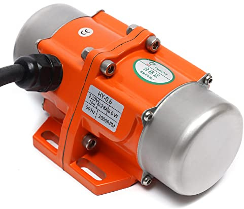 Concrete Vibration Motor Vibrator Motor 1 Phase Vibration Motor 60W Concrete Vibrator Vibration Motor 3000rpm Aluminum Alloy Case Electric Asynchronous Vibrating Vibrators for Shaker Table