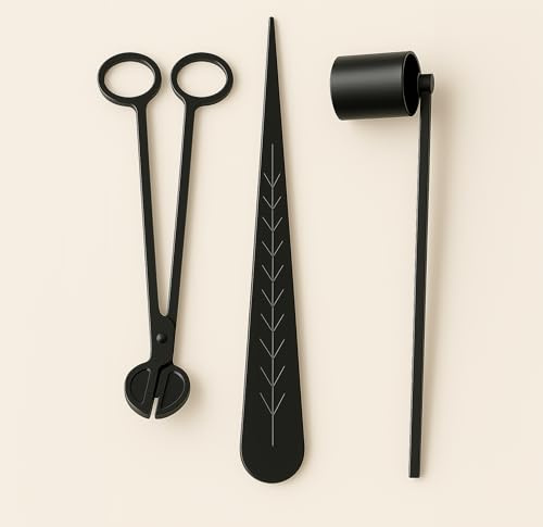 ELEMENT-TERRE Kit d'accessoires pour l'entretien des Bougies (3 Outils) Coupe mèches, éteignoir, Redresse mèches