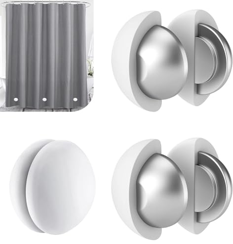 Tenda da doccia antivento, impermeabile, magnetica, rivestita in silicone, marca Maple Plentiful, per bagno, 4 cm, bianca, opaca, contemporanea