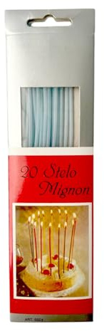 Lot de 20 Bougies d'anniversaire Tige Mignon - Bleu - Cereria Di Giorgio