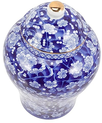 TIDTALEO Ceramic Tea Canister 1300ml Sealed Porcelain Storage Jar Blue and White Porcelain Design Multi-Functional Kitchen Container for Loose Tea and Dried Fruit