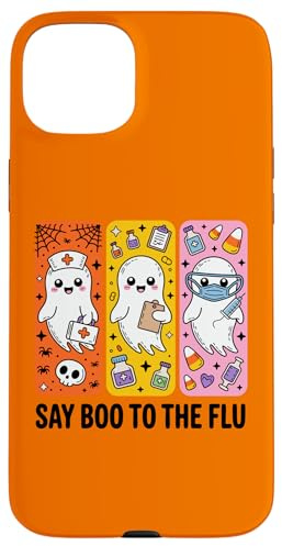 Say Boo to the Flu Halloween Nurse Ghost Spooky Costume Case for iPhone 15 Plus