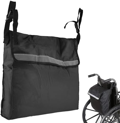 Arvoni Sac pour Fauteuil Roulant Arrière, Sac Oxford Imperméable pour Fauteuil Roulant, sac de Rangement pour fauteuil roulant avec Bandes Réfléchissantes, Grande Capacité, Noir