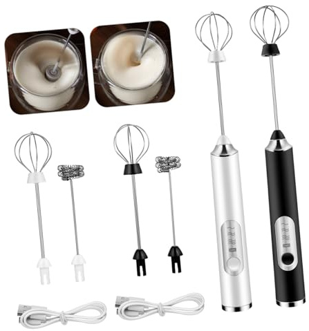 Toyvian Montalatte Elettrico Portatile Ricaricabile con Velocità Regolabili e per Montare Latte Uova e Crema USB con Bastoncino Mescolatore per Cappuccini Matcha e Bevande Riutilizzabile